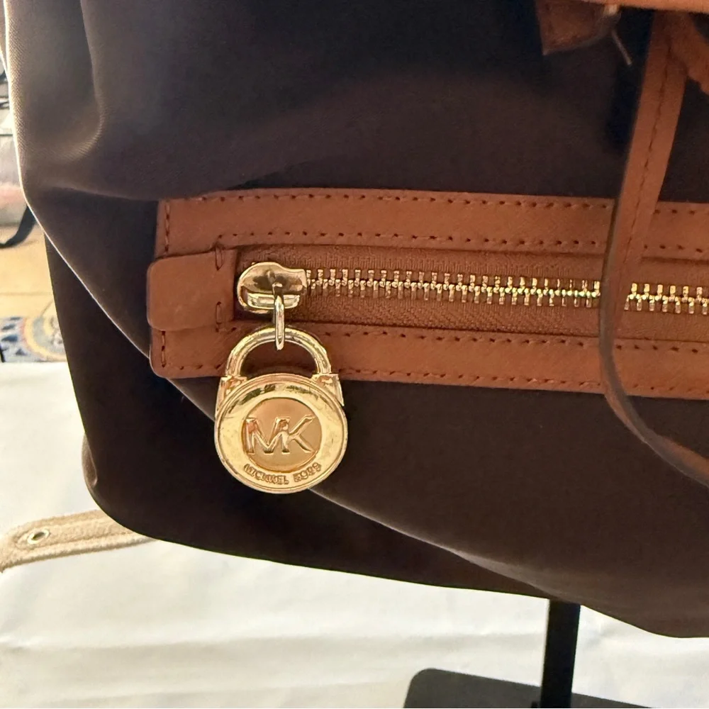 Michael Kors Dark Brown‎ Backpack with Tan Trim